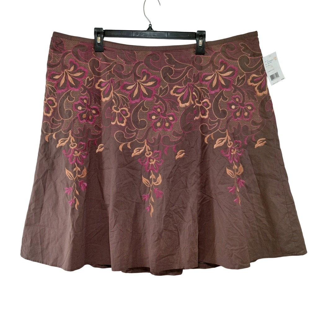 Access Liz Claiborne Sunrise Pallette Embroidered Flare Skirt Sz 24W A-Line